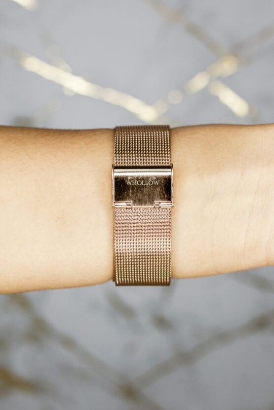 Back view of Whollow Classy Rose Gold Mesh fashion Watch