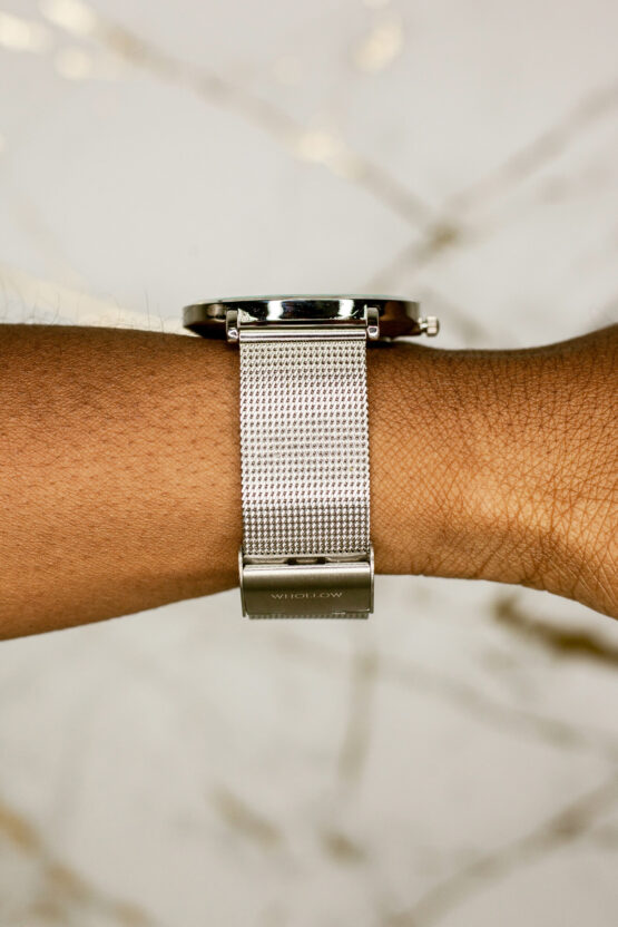 Side view of Whollow Mars Brown Mesh fashion Watch